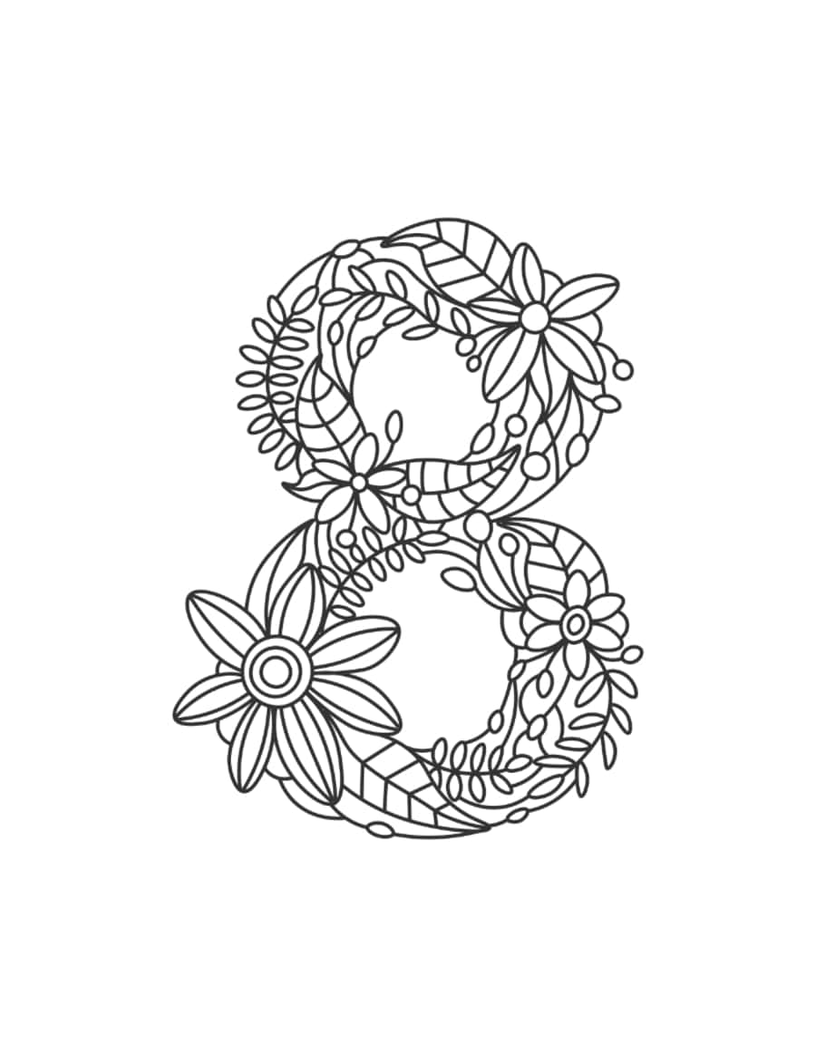 Flower Number 8 Kids Coloring Pages Pdf Free Vectors